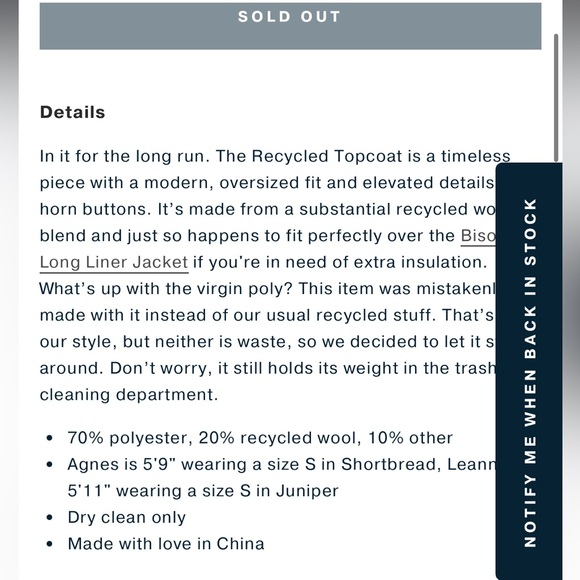 United by Blue Women’s Recycled Wall Topcoat in Shortbread - Picture 8 of 10